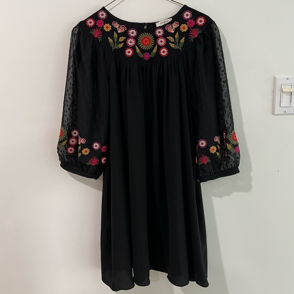Black Floral Embroidered Dress